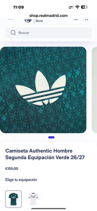 Camiseta Oficial Real Madrid Adidas Verde