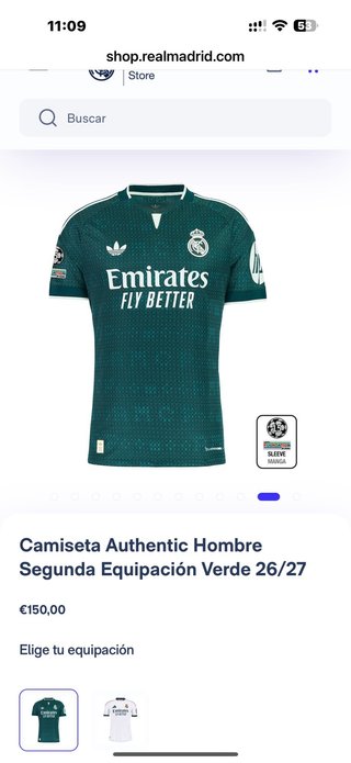 Camiseta Oficial Real Madrid Adidas Verde