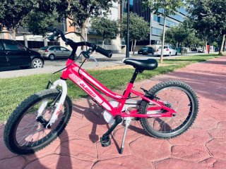 Bicicleta infantil rosa y blanca 18