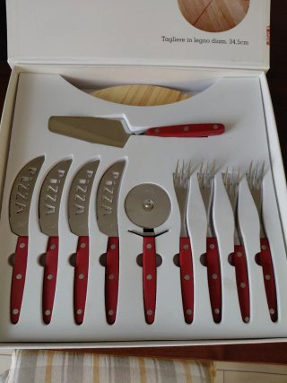 Set posate pizza legno e metallo
