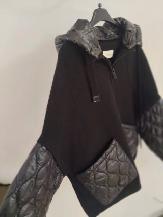 Vicolo Felpa con Zip e Cappuccio Nera M