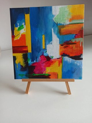 Cuadro abstracto pintado a mano,20x20cm