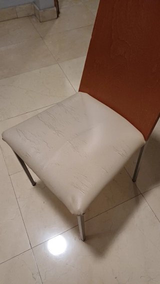 4 Sillas cocina madera y metal asiento acolchado