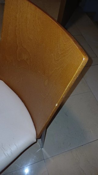 4 Sillas cocina madera y metal asiento acolchado