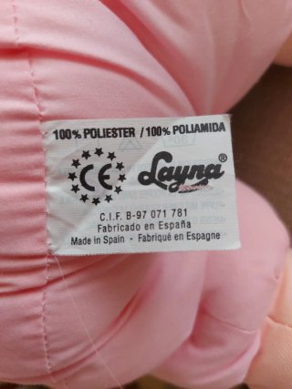 Muñeca de trapo rosa de unos 40cm por 37 aprox.