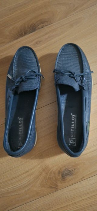 Mocasines Pitillos Piel Azul Talla 38