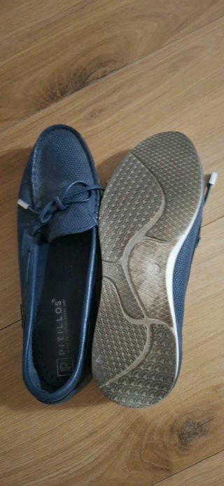 Mocasines Pitillos Piel Azul Talla 38