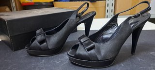 Scarpe Carla Pool Raso Nero Tacco 10 Tg 38