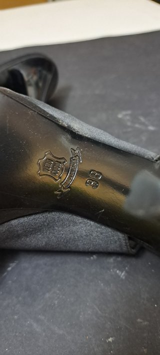 Scarpe Carla Pool Raso Nero Tacco 10 Tg 38