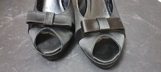 Scarpe Carla Pool Raso Nero Tacco 10 Tg 38