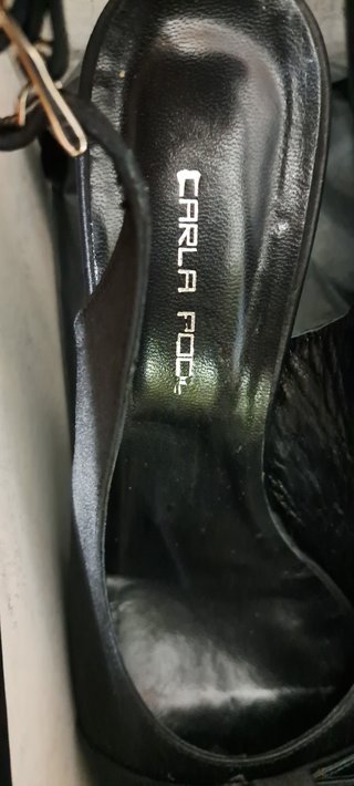 Scarpe Carla Pool Raso Nero Tacco 10 Tg 38