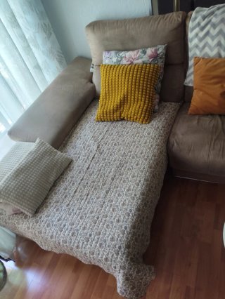 Sofá modular tela marrón y amarillo