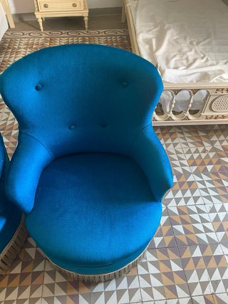 2 Butacones Antiguos Azul Terciopelo vintge