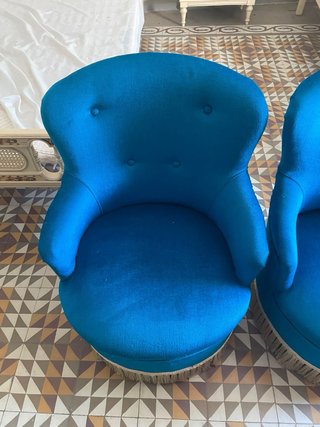 2 Butacones Antiguos Azul Terciopelo vintge