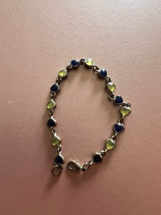 Braccialetto cuoricini blu e gialli