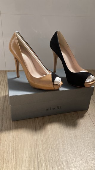 Zapatos Minelli Talla 37 Beige/Negro Nuevos