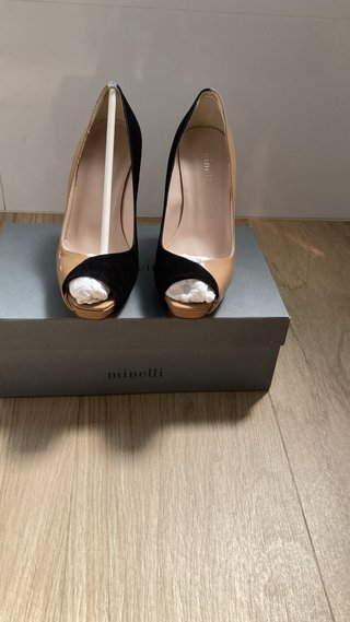Zapatos Minelli Talla 37 Beige/Negro Nuevos