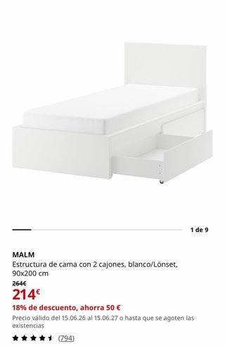 Cama individual con almacenaje