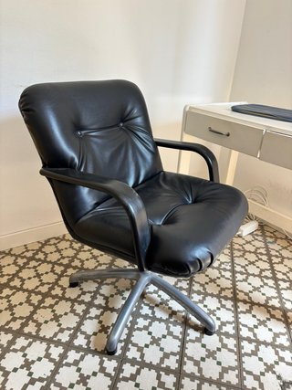Silla de escritorio oficina cuero vintage negro