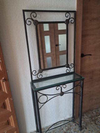 Consola forja rústica con espejo