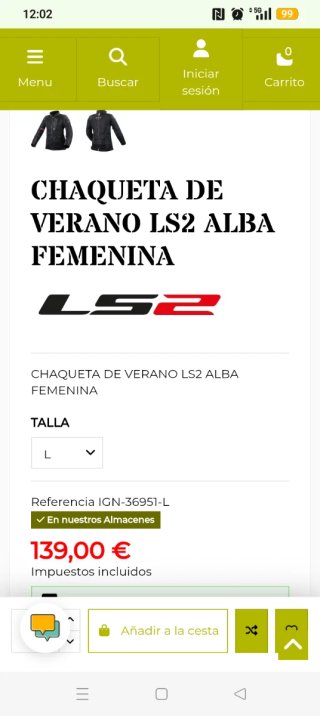 Chaqueta Moto LS2 Mujer Talla M/L