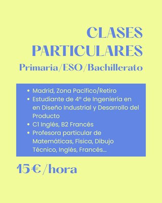Profesora particular zona Pacífico/Retiro