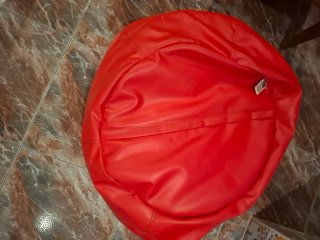 Puf rojo piel xxl
