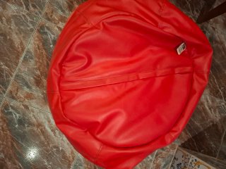 Puf rojo piel xxl