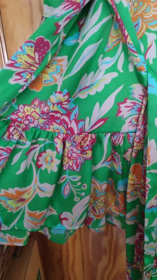 Vestido Zara Flores Verde Talla XS