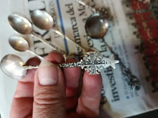 Set di 6 Cucchiaini d'Argento con Decorazioni
