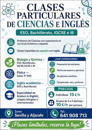 Clases particulares de Ciencias e Inglés