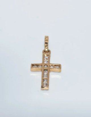 Colgante Cruz Oro 18k con Pedrería