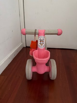 Bici sin pedales rosa con peluche