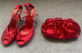 Zapatos y bolso de fiesta TINTORETTO rojos talla40