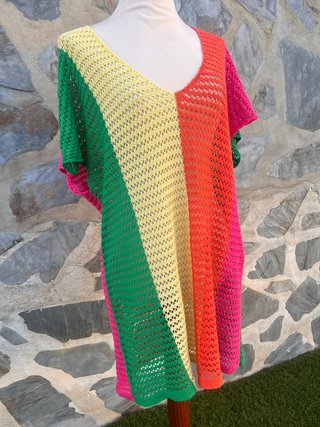 Vestido de playa calado multicolor