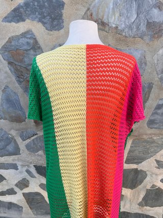 Vestido de playa calado multicolor