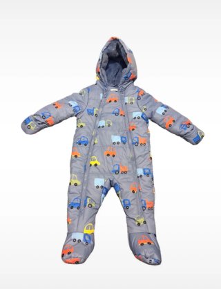 Buzo bebé invierno gris estampado coches