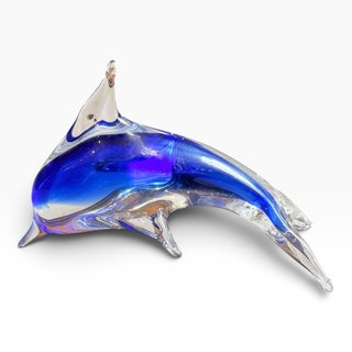 Golfinho Vidro Artístico Azul