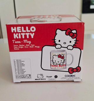 Tazza Hello Kitty Ceramica Bianca Rossa
