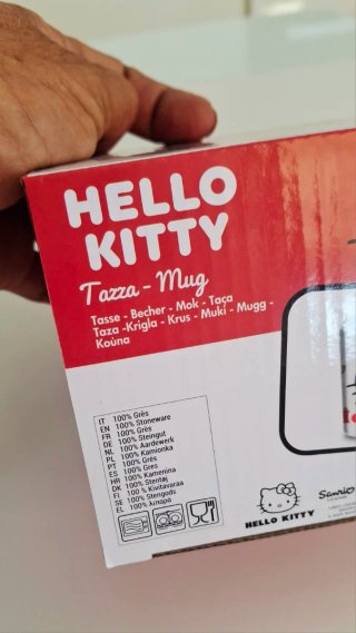 Tazza Hello Kitty Ceramica Bianca Rossa