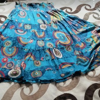 Falda larga estampada cintura elástica