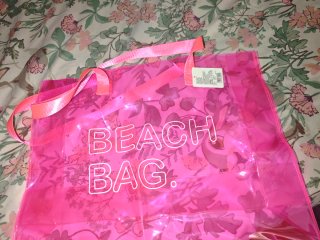 Bolso de playa transparente rosa