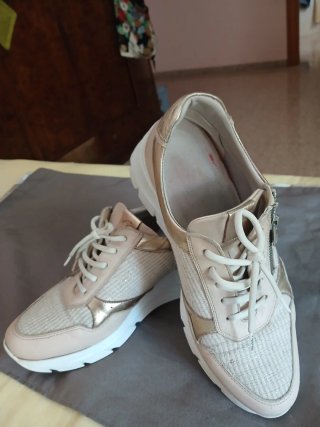 Zapatillas Fluchos Rosa palo  y Doradas Talla 41