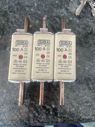 3 Fusibles SIBA NH 1 100A GL/GG