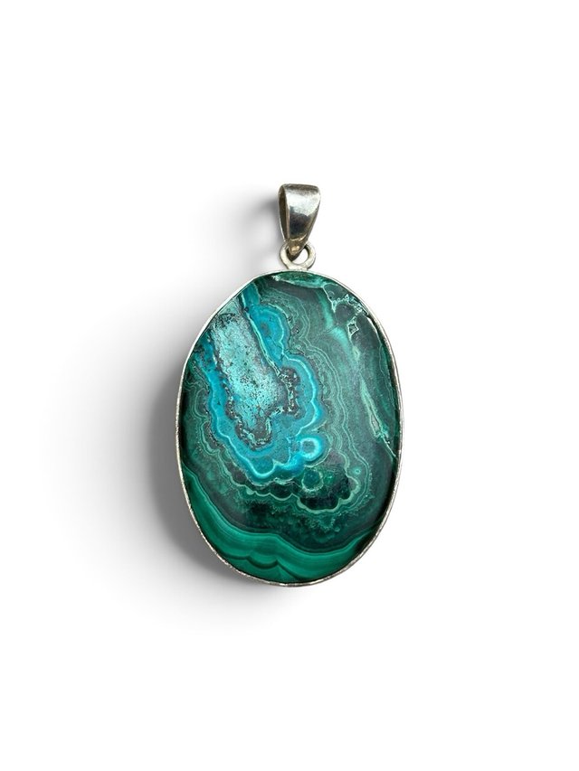 Ciondolo in Argento 925 con Malachite e Crisocola