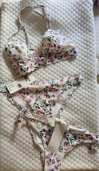 Bikini H&M floreale bianco Taglia XS