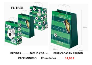 Bolsas de cartón para regalos de fútbol