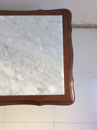 Tavolo ausiliario in legno e marmo