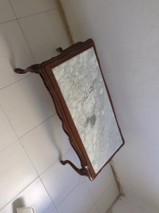 Tavolo ausiliario in legno e marmo