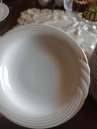 Servizio piatti vintage oro e bianco da 12 pezzi s
